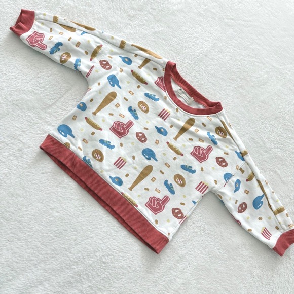 monica + andy Other - Monica + Andy Toddler Sweatshirt 2T Organic Cotton Baseball Snack Print Kids